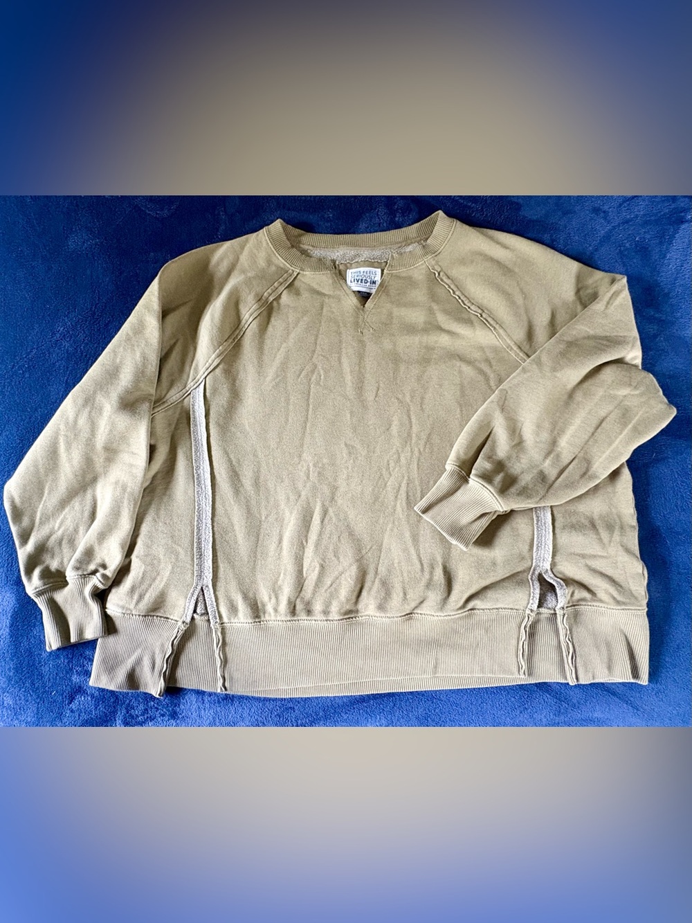 American Eagle Outfitters Olive/Tan Crewneck Sweater